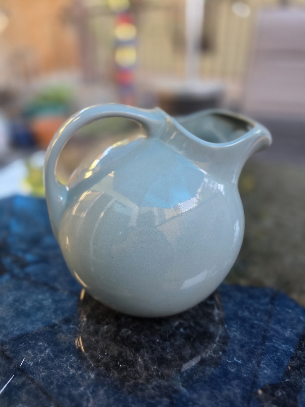 Glazed Ceramic Pitcher Jug in Light Blue